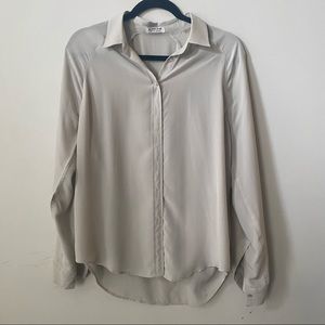 Everlane Silk Grey Shirt Buttondown Blouse size M